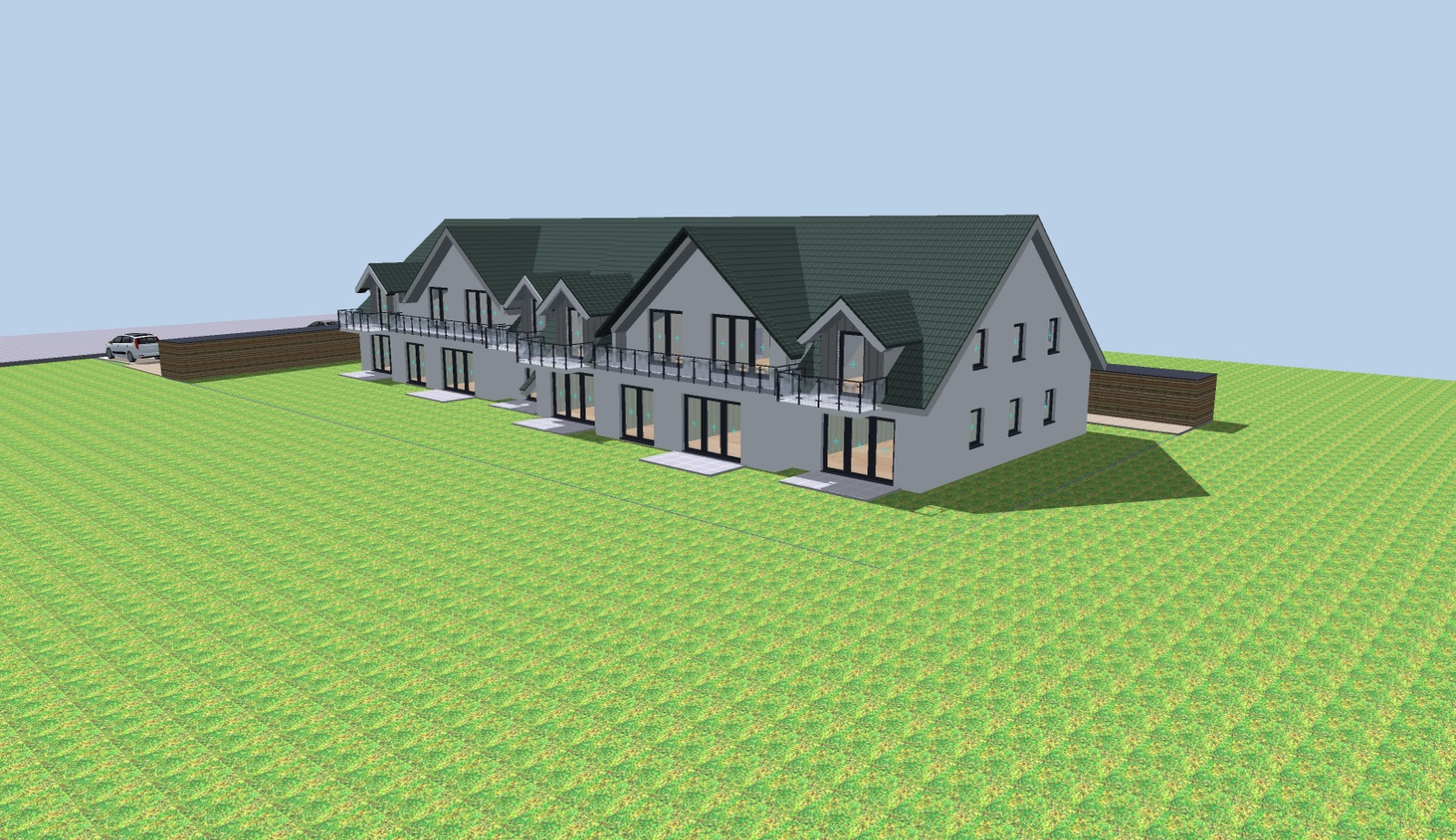 Einfaches CAD-Modell einer Wohnanlage ohne Materialien
