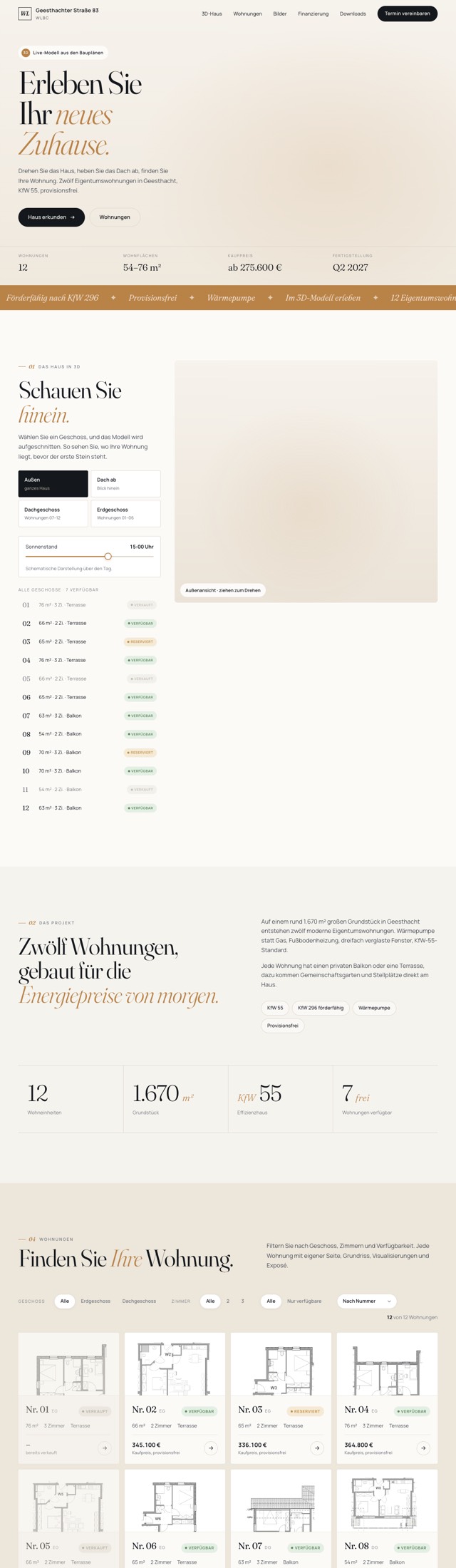 Vorschau der Beispiel-Website Projektwebsite + 3D