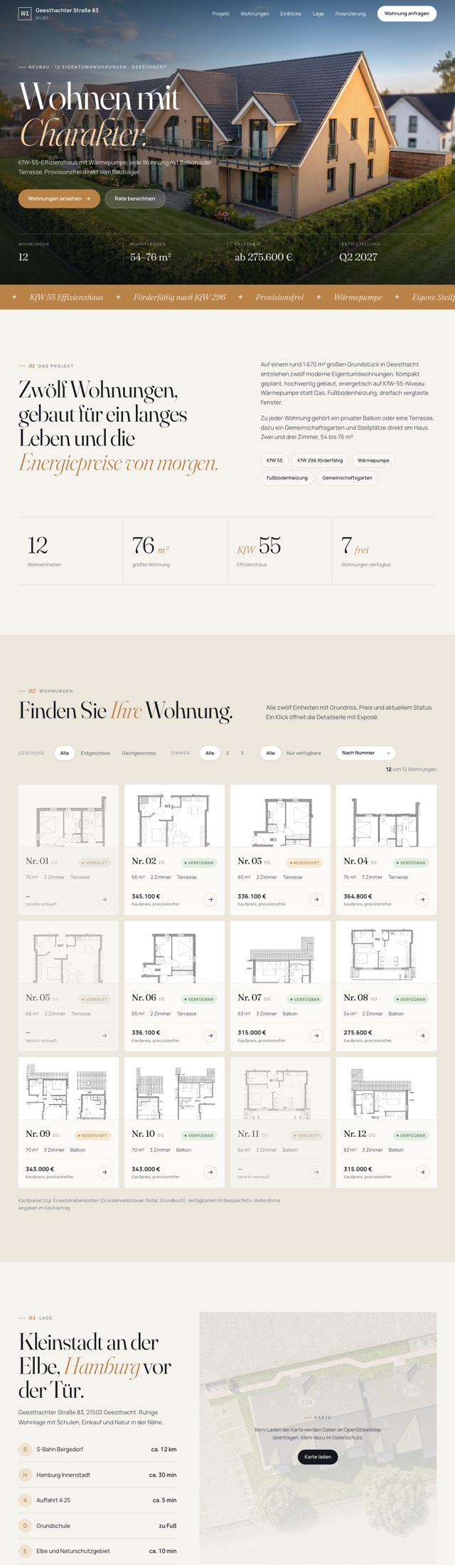 Vorschau der Beispiel-Website Projektwebsite