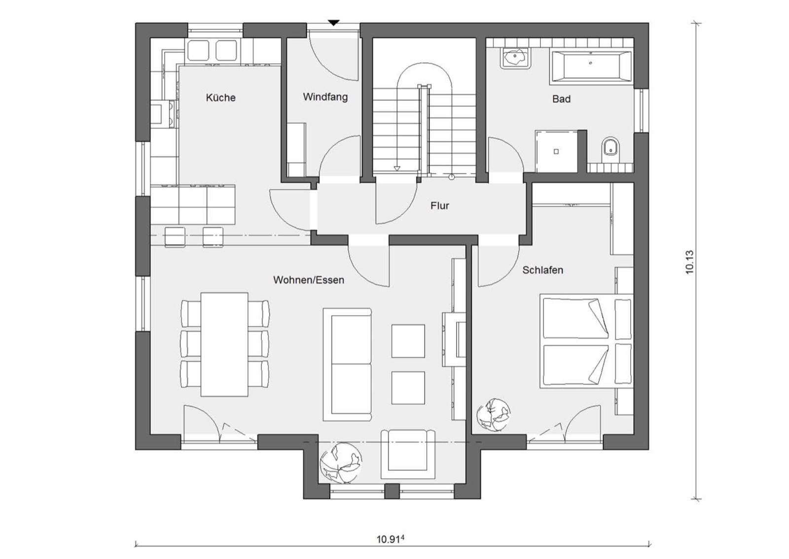 Technischer 2D-Grundriss einer Wohnung